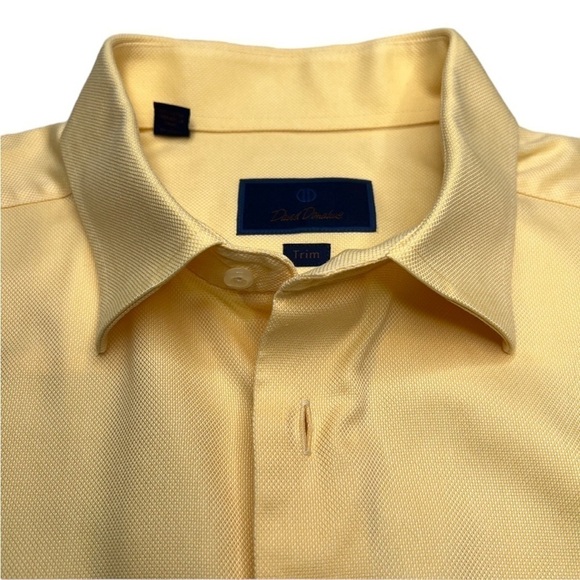 DAVID DONAHUE Yellow Long Sleeve Button Down Trim Men's Shirt Size 17.5/34-35 - Picture 5 of 16
